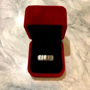 Cobalt Chrome Wedding Band, beveled edge, size 8.5, Faith, Scott Kay